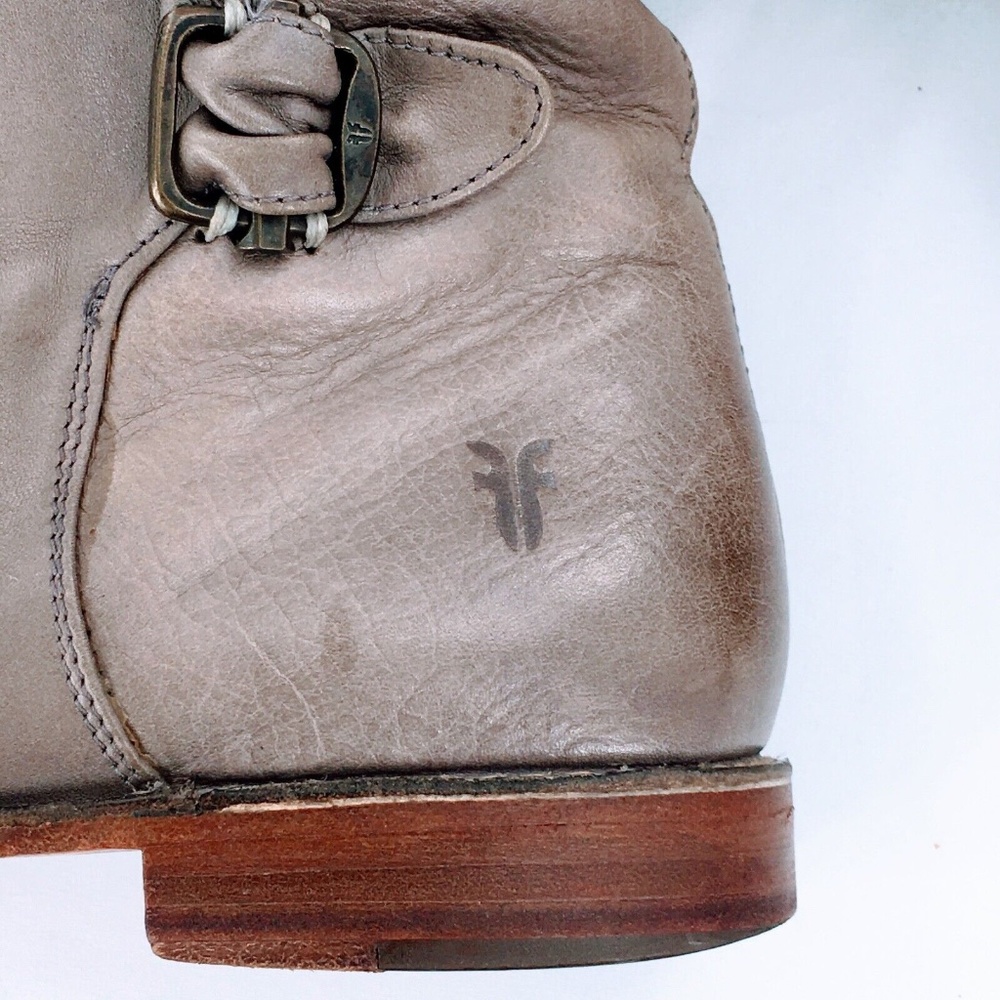 FRYE Womens Tall Riding Boot Paige Grey Leather Buckle Boot Distressed Sz 9 - Picture 7 of 16
